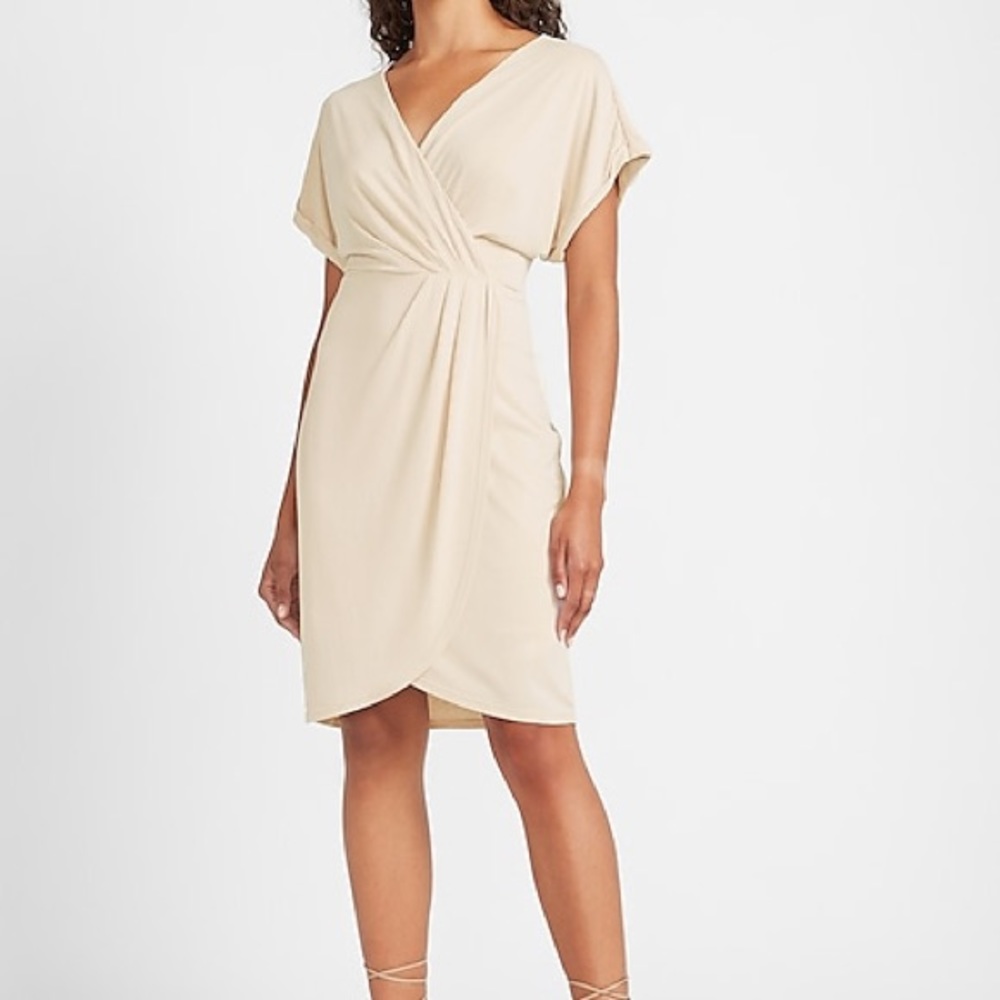 EXPRESS Wrap Dress Cream XL